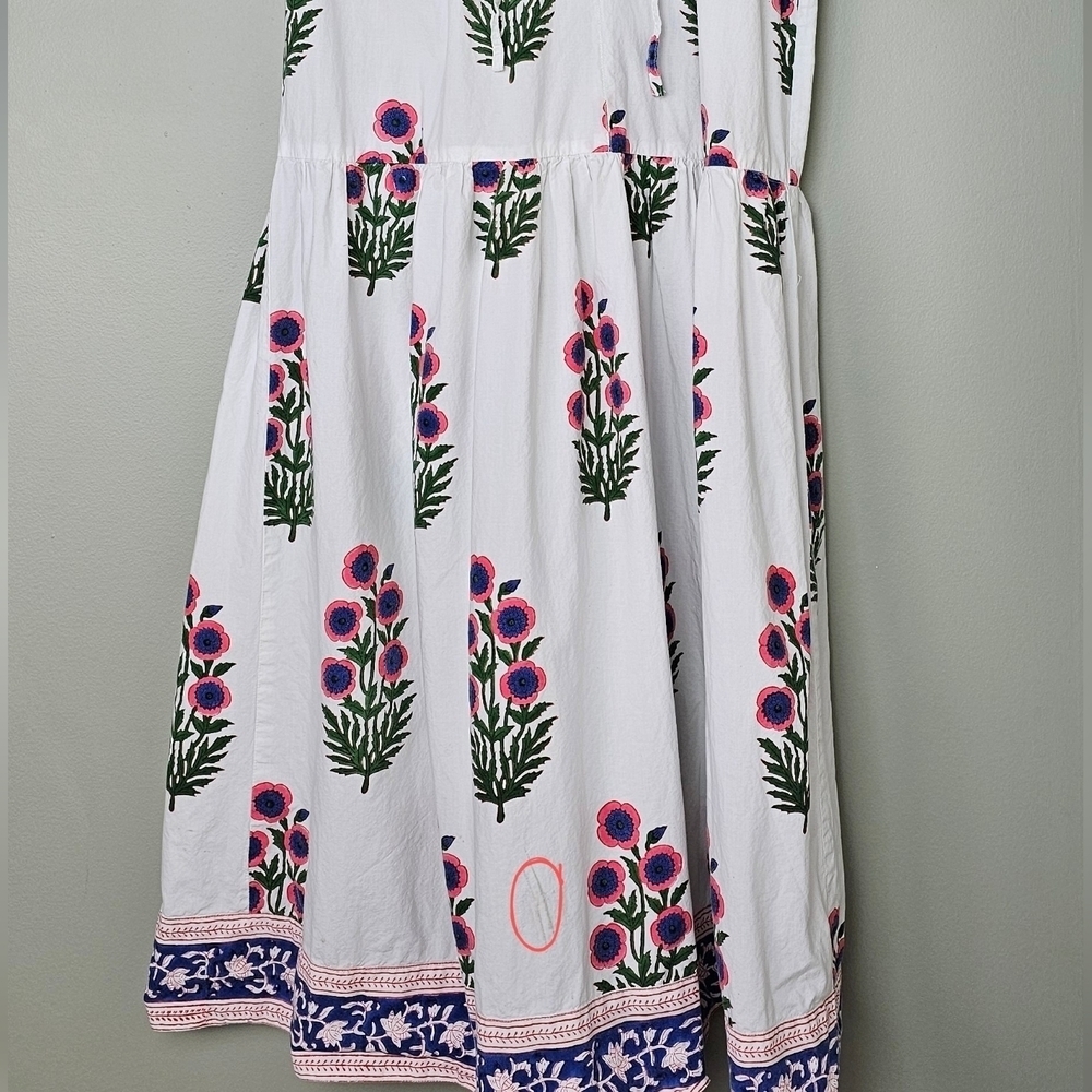 SZ Blockprints Women's Oversized Floral Embroidered Frock Yuva Midi Dress, XS - Picture 14 of 14